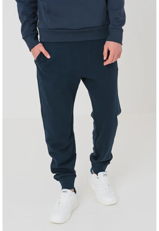 Pantaloni de trening cu croiala conica si snur de ajustare - Bleumarin