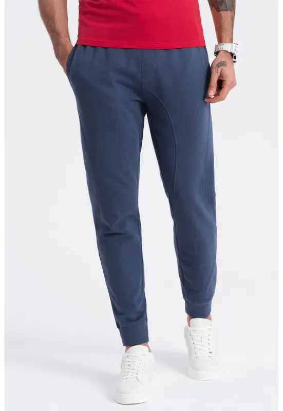 Pantaloni de trening cu croiala conica si snur de ajustare - Bleumarin