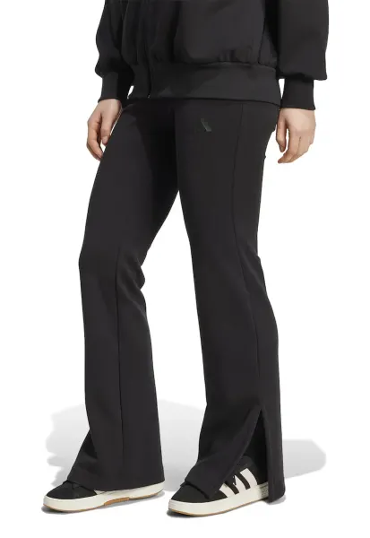 Pantaloni de trening cu croiala evazata si slituri la terminatie - Negru