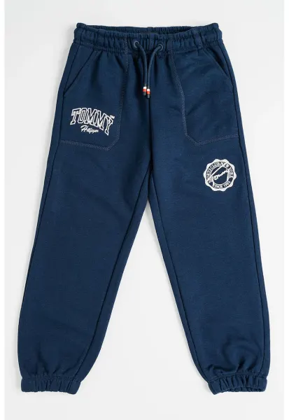Pantaloni de trening cu doua buzunare - Alb fildes/Bleumarin
