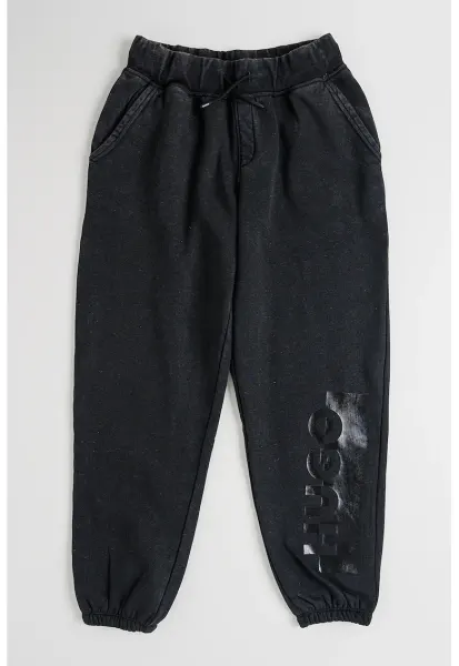 Pantaloni de trening cu imprimeu logo - Negru