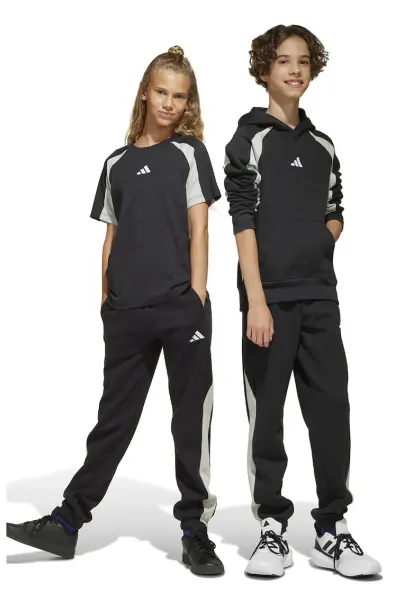 Pantaloni de trening cu insertii contrastante - Alb/Negru/Gri