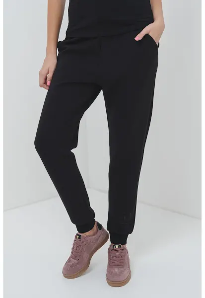 Pantaloni de trening cu logo si snur - Negru