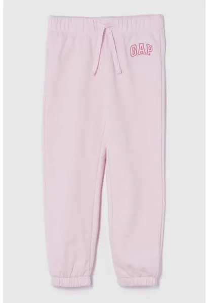 Pantaloni de trening cu logo si snur - Roz pal