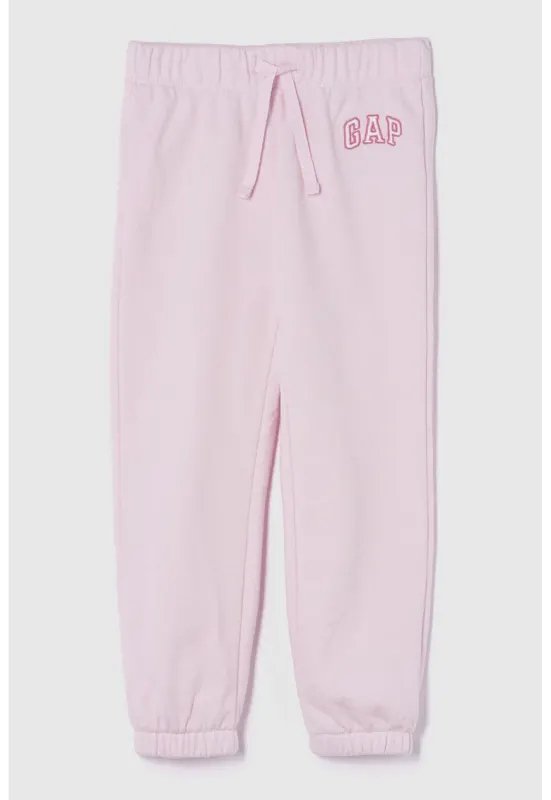 Pantaloni de trening cu logo si snur - Roz pal