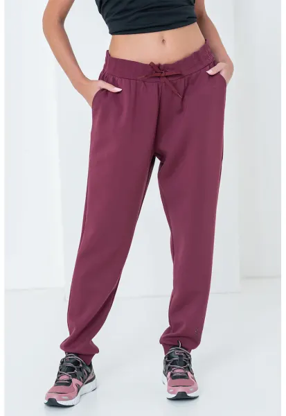 Pantaloni de trening cu logo si snur - Violet tyrian