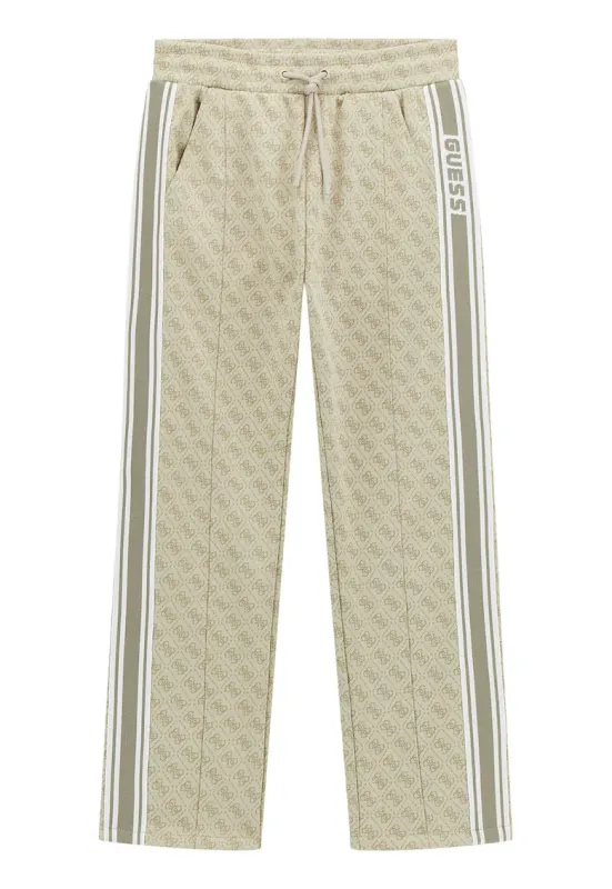 Pantaloni de trening cu model monograma - Verde pal/Alb murdar