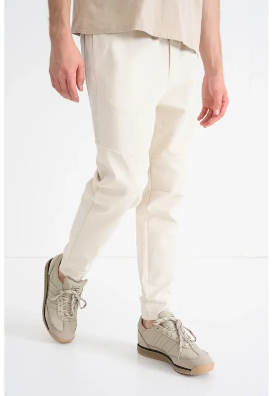 Pantaloni de trening cu model uni si snur de ajustare - Alb murdar