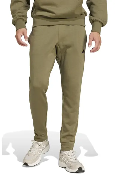 Pantaloni de trening cu snur in talie si croiala conica FeelCozy - Negru/Verde sparanghel