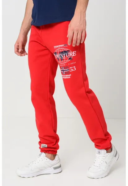 Pantaloni de trening cu snur in talie si imprimeu Molkovitz - Rosu