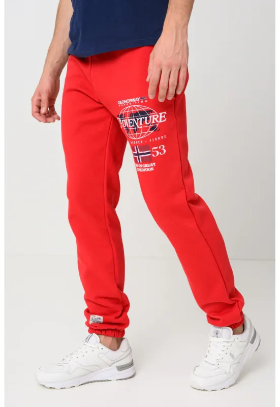 Pantaloni de trening cu snur in talie si imprimeu Molkovitz - Rosu