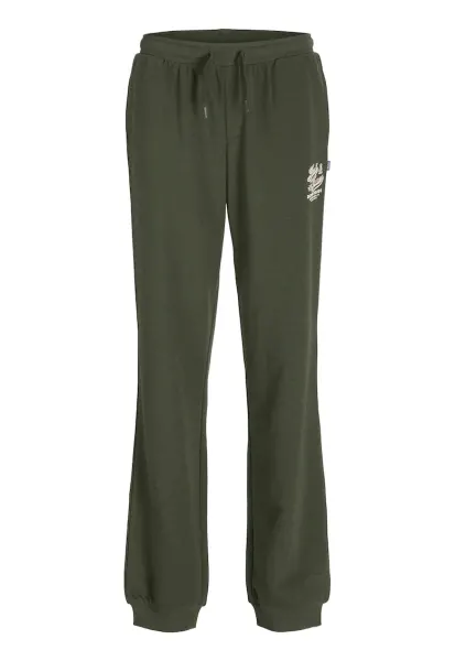 Pantaloni de trening cu snur in talie - Verde inchis