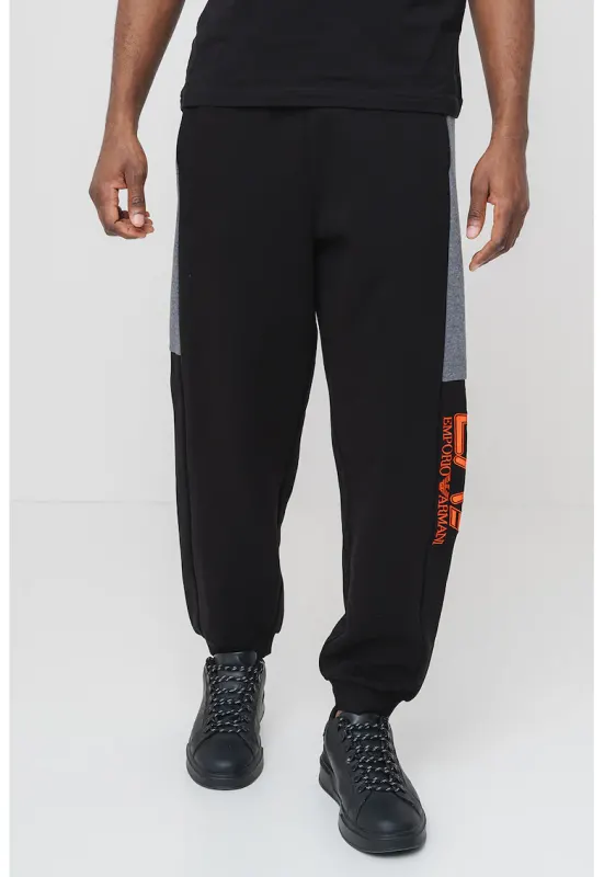 Pantaloni de trening cu snur - Negru/Gri inchis melange