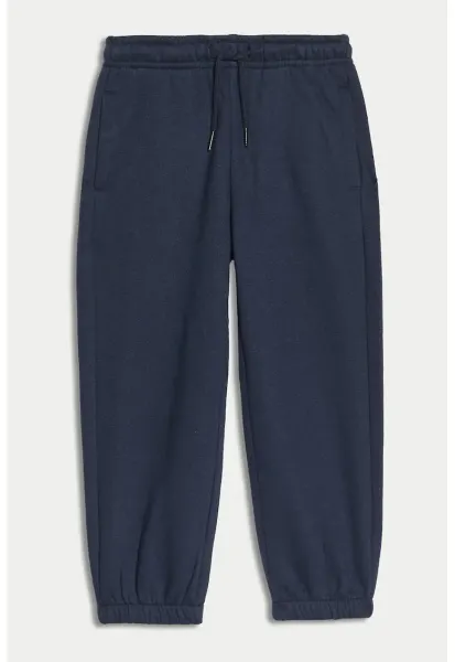 Pantaloni de trening cu snur si buzunare laterale - Bleumarin