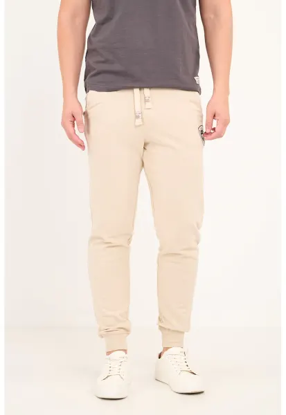Pantaloni de trening cu snur si logo - Bej