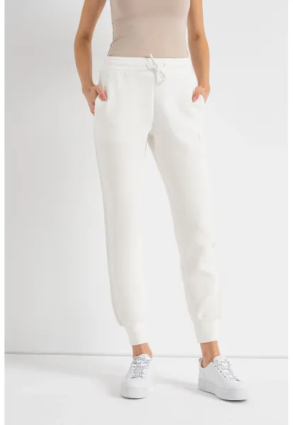 Pantaloni de trening cu talie ajustabila - Alb murdar