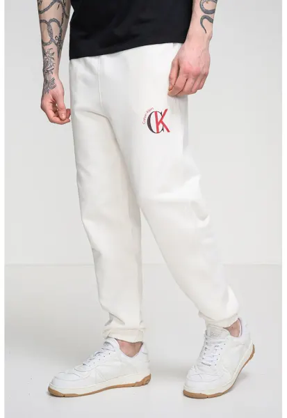 Pantaloni de trening cu talie elastica si logo - Alb