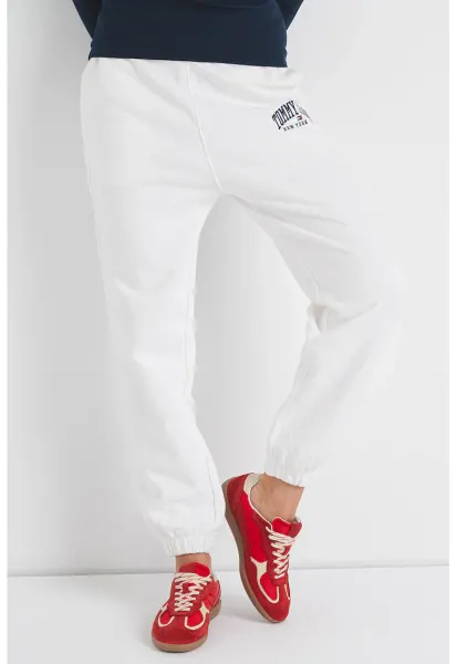 Pantaloni de trening cu talie inalta - Alb