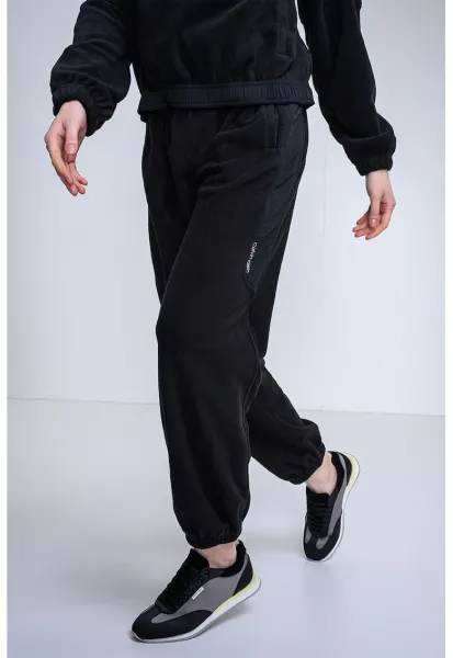 Pantaloni de trening cu talie medie si ajustabila - Negru