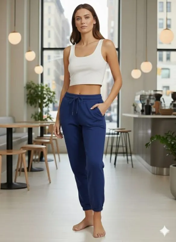 Pantaloni de trening dama 100% bumbac, Albastru