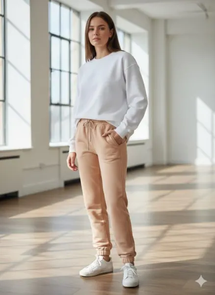 Pantaloni de trening dama 100% bumbac, Bej