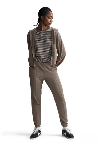 Pantaloni de trening din amestec de bumbac cu buzunzare laterale - Maro inchis