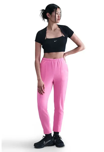 Pantaloni de trening din amestec de bumbac cu buzunzare laterale - Roz deschis