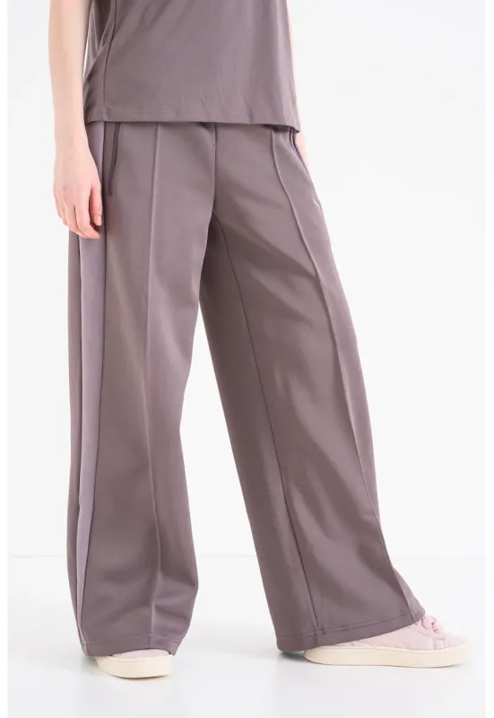 Pantaloni de trening din amestec de bumbac cu croiala ampla - Violet prafuit
