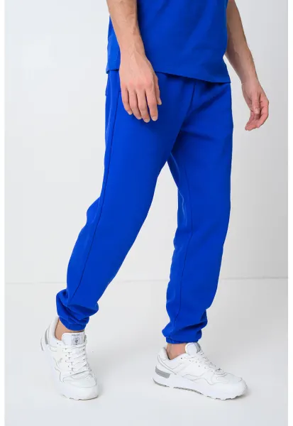 Pantaloni de trening din amestec de bumbac cu logo - Albastru royal