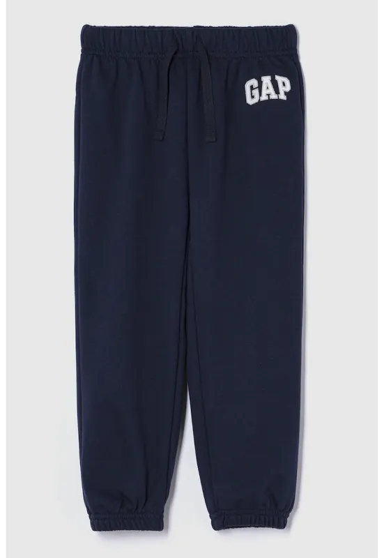 Pantaloni de trening din amestec de bumbac cu logo - Bleumarin