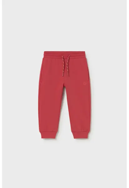 Pantaloni de trening din amestec de bumbac cu snur - Rosu inchis/Rosu prafuit