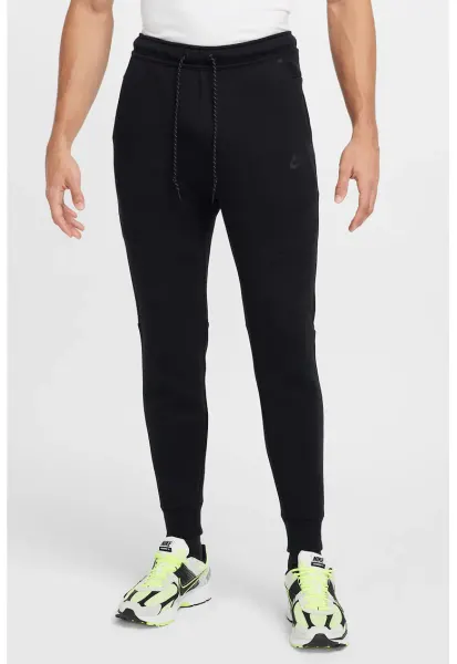 Pantaloni de trening din amestec de bumbac cu talie ajustabilia - Negru