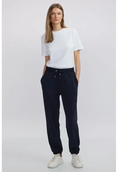 Pantaloni de trening din amestec de modal cu talie ajustabila - Albastru ultramarin