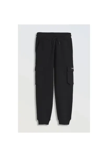 Pantaloni de trening din amestec din bumbac cu buzunare