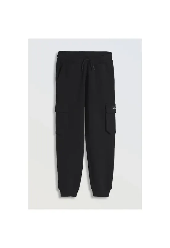 Pantaloni de trening din amestec din bumbac cu buzunare