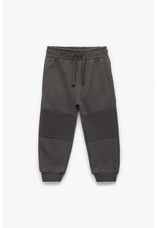 Pantaloni de trening din bumbac cu model uni - Gri antracit