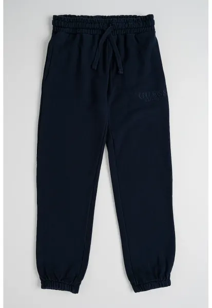 Pantaloni de trening din bumbac cu snur - Bleumarin