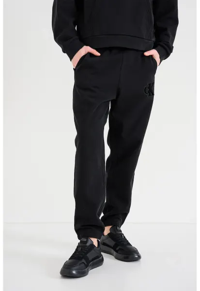 Pantaloni de trening din bumbac cu snur de ajustare - Negru