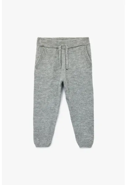 Pantaloni de trening din tricot cu buzunare oblice - Gri