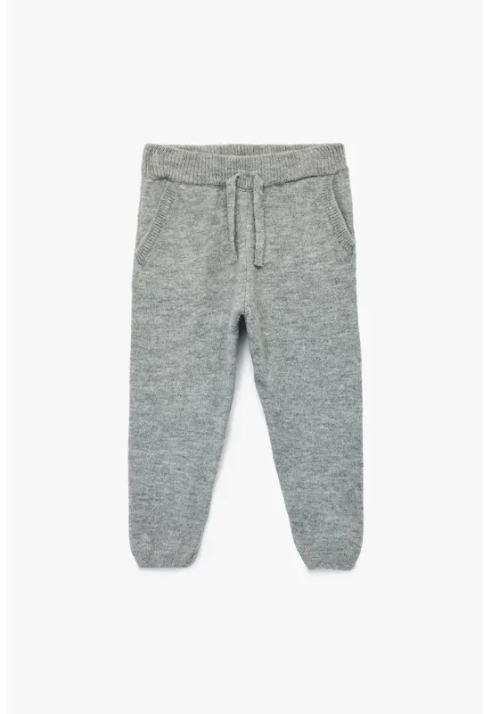 Pantaloni de trening din tricot cu buzunare oblice - Gri