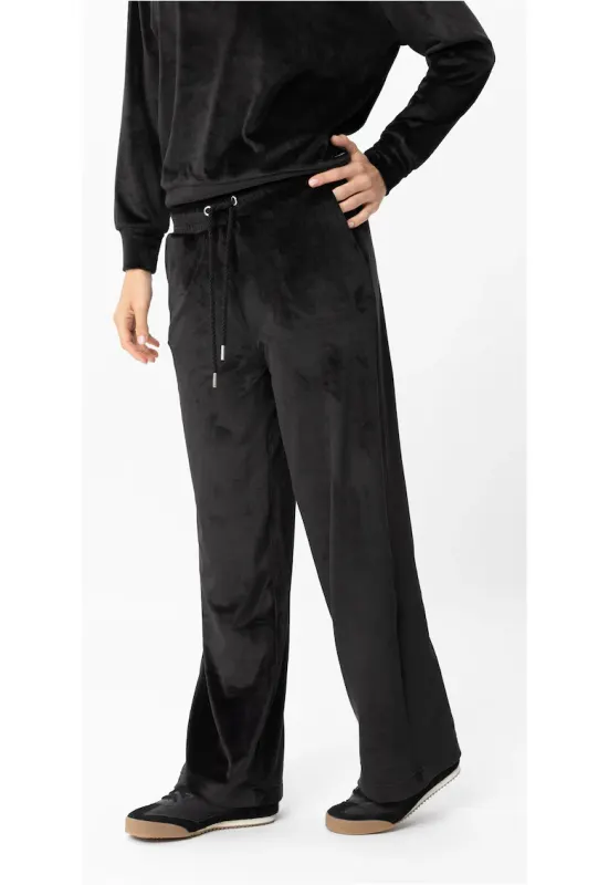 Pantaloni de trening din velur cu croiala ampla - N-Case - Negru - Negru