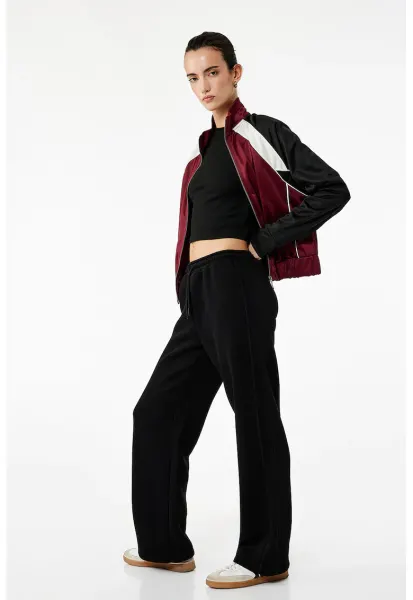 Pantaloni de trening drepti cu snur - Negru