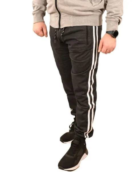 Pantaloni de trening gri cu dungi albe - cod 45335