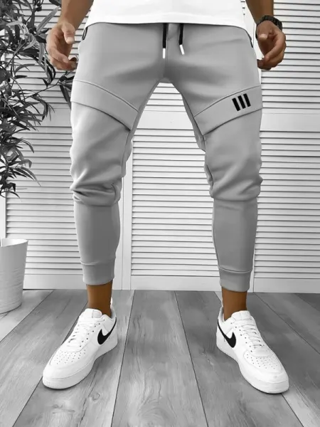 Pantaloni de trening gri inchis conici 12259 49-3