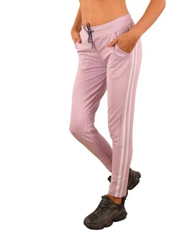 Pantaloni de trening lila cu dungi albe laterale - cod HP723