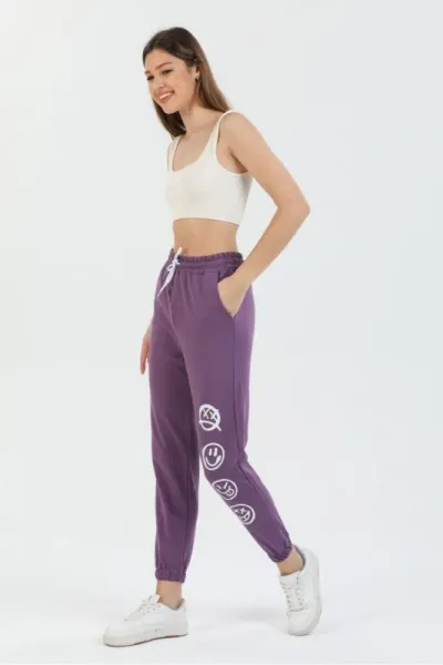 Pantaloni de trening mov Emoji - cod AS214
