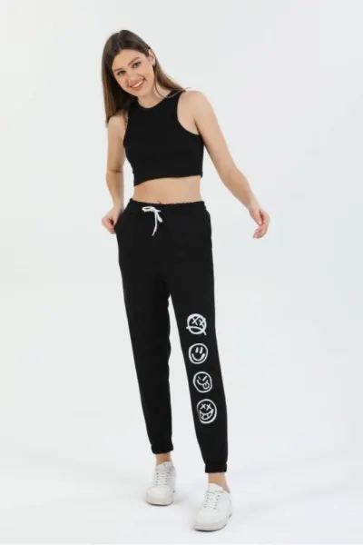 Pantaloni de trening negru Emoji - cod AS213