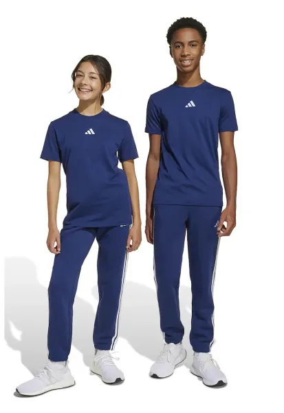 Pantaloni de trening regular fit cu benzi logo contrastante - Alb/Albastru inchis