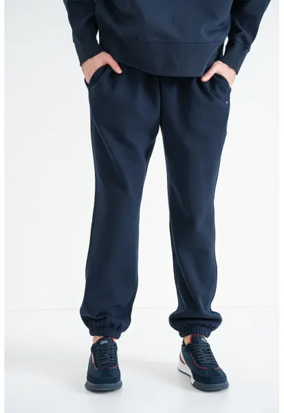 Pantaloni de trening regular fit cu terminatii elastice - Albastru ultramarin