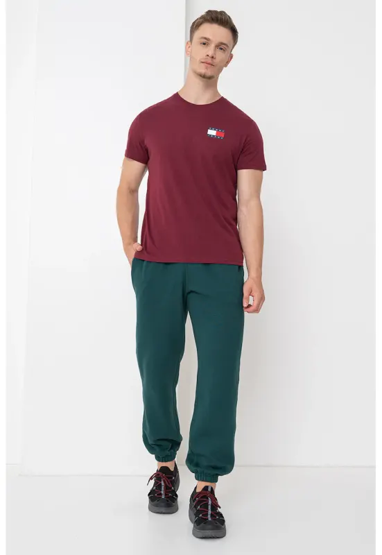 Pantaloni de trening regular fit cu terminatii elastice - Verde englez